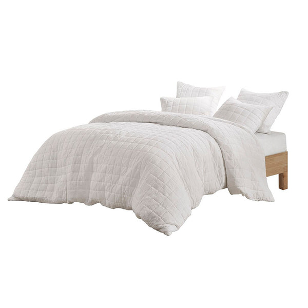 JLA Home N Natori - Quilt Super-Soft Crushed Microfiber Euro Sham with Over-Quilted Texture, Hidden Zipper Closure White NS11-3657