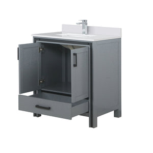 English Elm Dark Grey Bath Vanity With White Quartz Top & Faucet Set - Modern Design For Compact Spaces B2731P260591