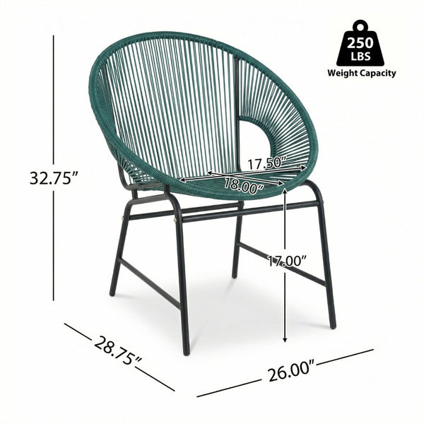 English Elm Nusa Outdoor Pe Rattan Patio Chairs with Iron Frame Airy Oval Weave Set of 2 Teal N775P422987T