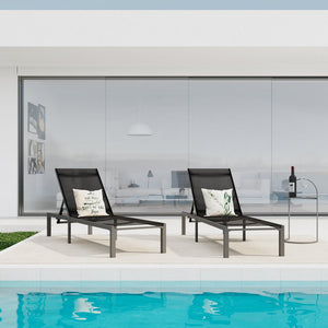 English Elm Christopher Knight Home® - Westport Aluminum Chaise Lounge Set of 2 - Lightweight Rust-Resistant Frames, Breathable Black Fabric Recliners N775P180038B