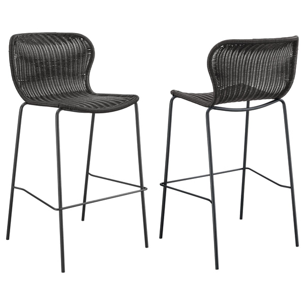 English Elm Mckinley Brown Faux Rattan Bar Stools Set of 2 – Metal Frame, Armless Design, Durable Textured Warm Finish Comfort B062P344943