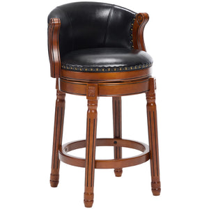 English Elm Cow Leather Swivel Barstool Solid Hardwood Frame 360 Spin Kitchen Counter Seating W2195P399437