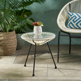 Christopher Knight Home® - Noble House - Nusa Outdoor Modern Faux Rattan Side Table With Tempered Glass Top