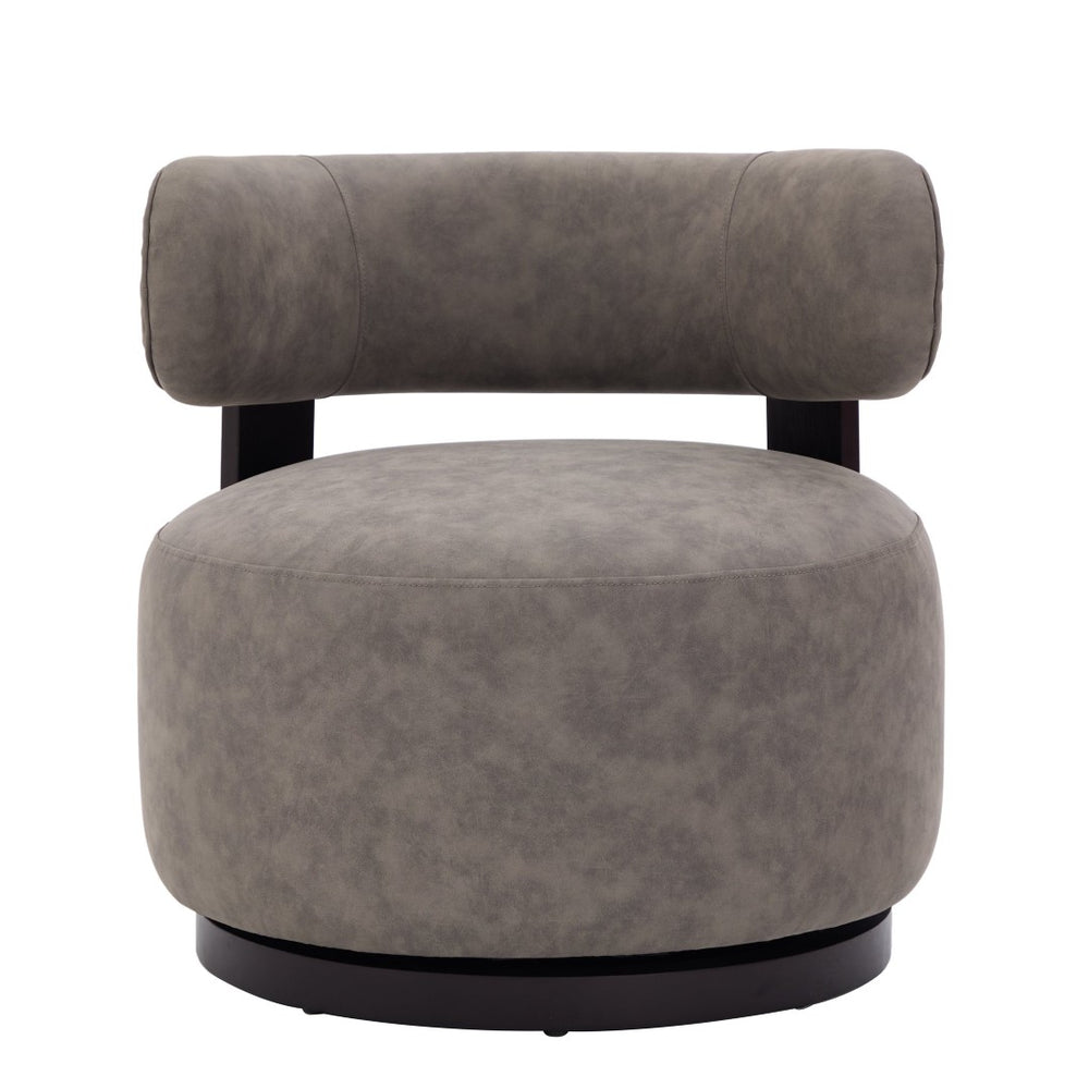 English Elm Wooden Base Barrel Swivel Club Chair Pu Leather Lounge Seat with 360 Degree Rotation N776P422651G