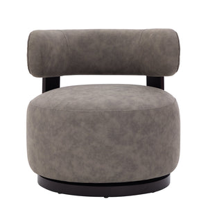 English Elm Wooden Base Barrel Swivel Club Chair Pu Leather Lounge Seat with 360 Degree Rotation N776P422651G