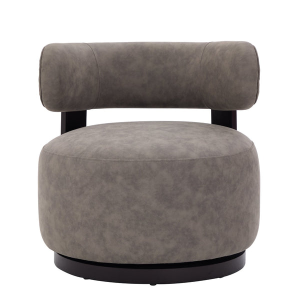 English Elm Wooden Base Barrel Swivel Club Chair Pu Leather Lounge Seat with 360 Degree Rotation N776P422651G