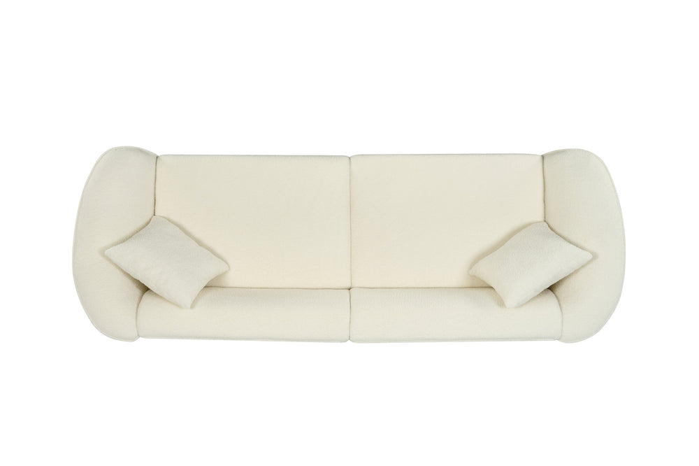 English Elm Christopher Knight Home® - 87" Curved Sofa In Beige: Luxurious Bouclé Fabric, Modern Design & Sturdy Frame For Stylish Living Spaces N767P2323857U