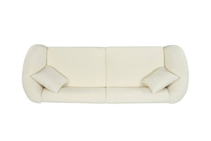 English Elm Christopher Knight Home® - 87" Curved Sofa In Beige: Luxurious Bouclé Fabric, Modern Design & Sturdy Frame For Stylish Living Spaces N767P2323857U