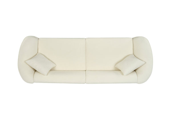 English Elm 87" Curved Boucle Sofa Sculptural Low Profile Design for Contemporary Living Rooms N767P354840U