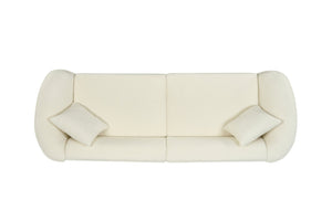 English Elm 87" Curved Boucle Sofa Sculptural Low Profile Design for Modern Living Rooms N767P422840U