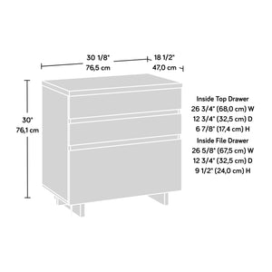 English Elm Lateral File, Sleek Off-White & Gray Multi-Purpose Storage Solution For Modern Workspaces & Home Offices B356P354465