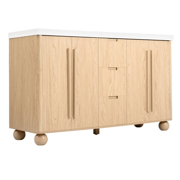 English Elm [video] 59 Inch Double Sink Vanity with Wood Grain Mdf Soft Close Doors and Resin Basins N759S425430N
