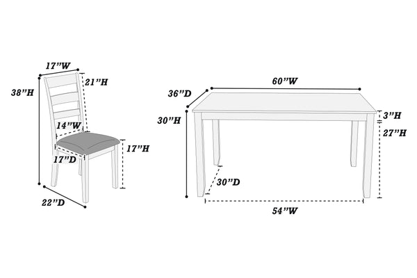 English Elm Rustic Solid Wood 7pc Dining Set 60" Table with Ladder-Back Cushioned Chairs & Bench, Charcoal Sand Finish B01146564