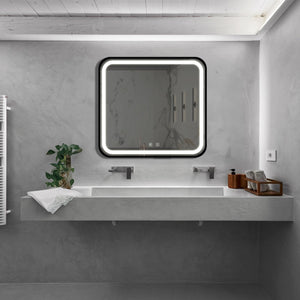 English Elm 32*32inch Black Aluminum LED Vanity Mirror - Dimmable Touch, CRI95, Anti-Fog, Wall Switch, IP54 W1992P210906