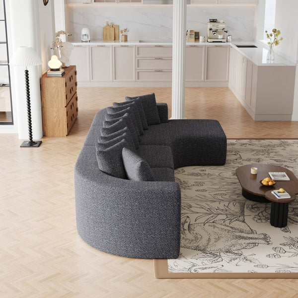 English Elm 131.1-inch Chenille Cloud Sectional with Memory Foam Cushions and 10 Plush Pillows W3505S00015