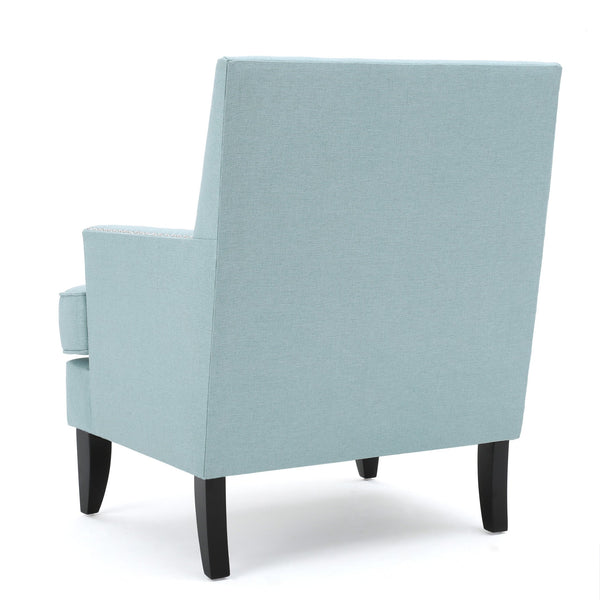 English Elm Christopher Knight Home® - CLUB Chair with Plush Padded Seat and Birch Legs, Upholstered Fabric Accent Chair for Living Room Comfort Light Blue 30.65 L x 29.75 W x 28.75 H 60165.00