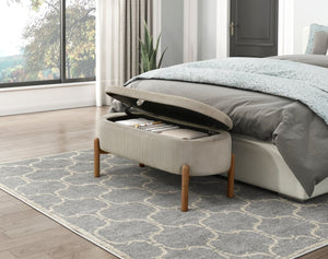 English Elm Storage Bench Corduroy Upholstered Lift Top Seat with Wood Legs Mid Century Bedroom Taupe B011P298252