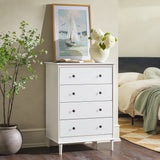 4-Drawer Solid Wood Dresser White BR4DDRWH-T Walker Edison