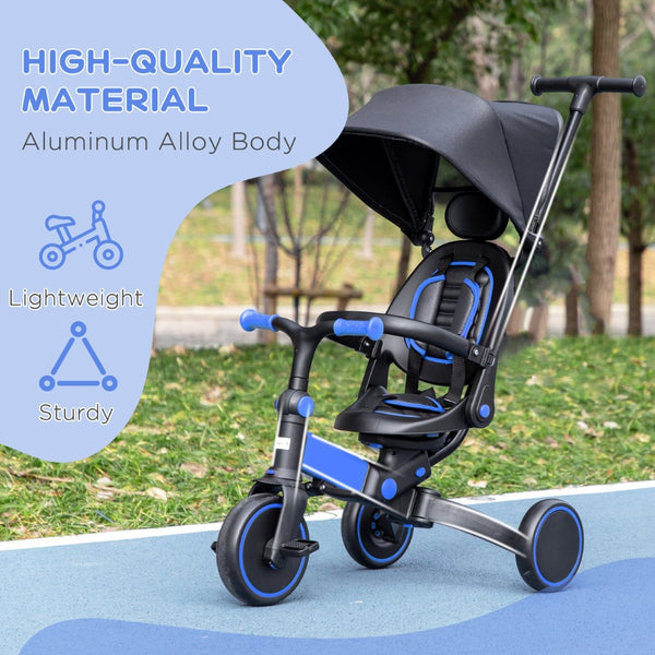 English Elm Qaba Convertible Toddler Trike Balance Bike with Canopy Adjustable Push Handle W2225P229173