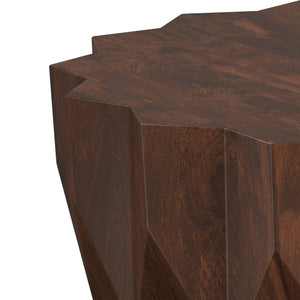English Elm Turnbull Round Mango Wood Coffee Table Sculptural Faceted Edge Low Profile Modern B136P429094