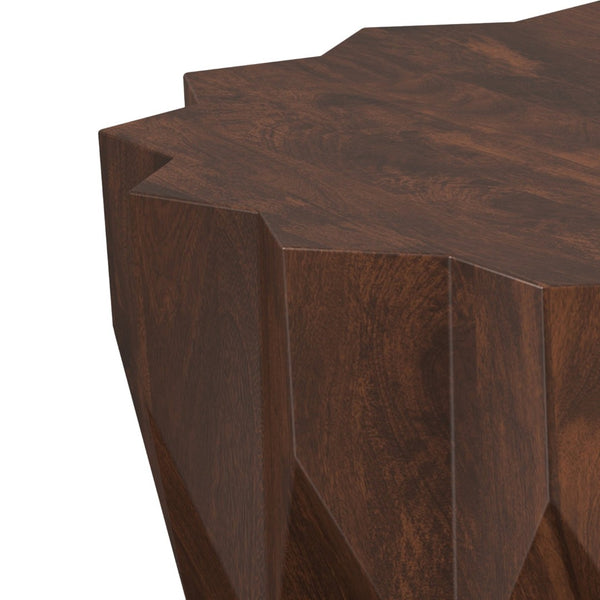English Elm Turnbull Round Mango Wood Coffee Table Sculptural Faceted Edge Low Profile Modern B136P429094