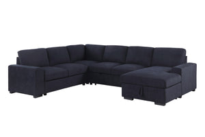 English Elm Claire Sleeper Sectional with Storage Chaise Woven Fabric Contemporary Living Room Sofa B2749S00245
