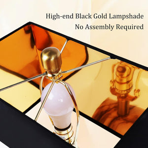 English Elm Touch Dimmable Ceramic Marble Lamp Pair with Usb Charging Gold Black Shade Bedroom W3355P465374