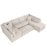 English Elm 117.3" Oversized Sectional Sofa U- Shaped Sofa Couch Pull-Out Sofa Bed With Two Throw Pillows For Living Room, Beige