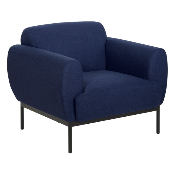 OSP Home Furnishings Delta Commercial Armchair with Sinuous Spring Seat and Black Metal Legs for Lobbies Armchair Navy DTL51-K062