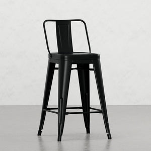 English Elm Keeley 24-Inch Metal Counter Stool Set of 4 with Curved Back, Footrest & Durable Powder-Coat Finish Black B2732P253619