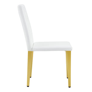 English Elm 4-piece Brown Suede Dining Chair Set with Tufted Back and Walnut Metal Legs White+Gold W1151P361156