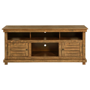 English Elm Castleton Farmhouse Pine Media Console with Six Compartments for Living Room Entertainment Distressed Brown B062P448015