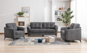 English Elm Carlotta Three Piece Woven Fabric Living Room Set with Tufted Seats and Metal Legs B2749S00198