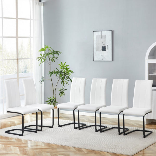 English Elm 4-pack Pu High-back Dining Chairs with Powder-coated Metal Legs for Modern Kitchens Black,White W3875P372883
