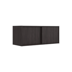 English Elm Note Floating Wall Cabinet with Sliding Doors Slim Mounted Storage for Any Room Dark Walnut B070P462898