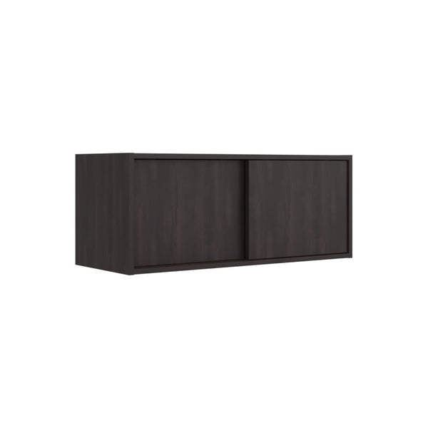 English Elm Note Floating Wall Cabinet with Sliding Doors Slim Mounted Storage for Any Room Dark Walnut B070P462898