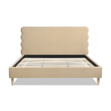 English Elm Stockholm Modern Wavy Headboard Platform Bed, King, Fawn Brown Performance Velvet