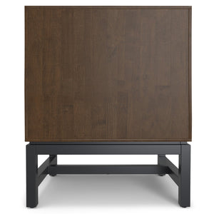 English Elm Banting Solid Rubberwood Nightstand in Walnut Brown with Drawer, Open Shelf & Graphite Base Finish B136P364302
