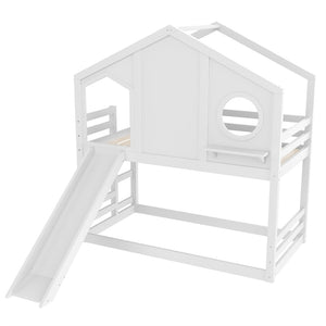 English Elm Full Bunk Bed with Trundle Bookshelf Storage Pine Frame Car Design for Kids Light White W1580S00464