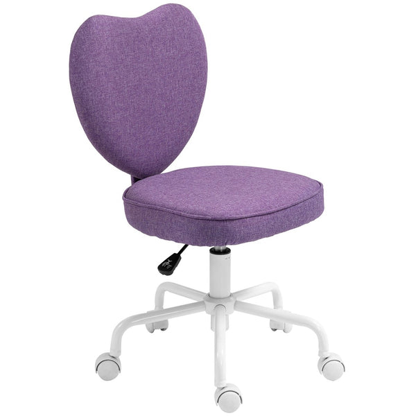English Elm Heart Shaped Back Linen Swivel Chair Adjustable Seat for Dorm or Home Office T3971P404149