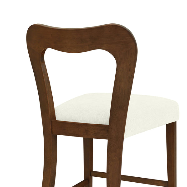 English Elm Christopher Knight Home® - Counter Stool with Curved Ergonomic Back, Solid Rubberwood Frame and Plush Upholstered Seat for Comfort Beige,Walnut N771P254008T