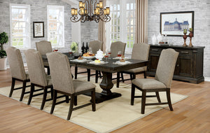 English Elm Contemporary Warm Gray Espresso 9-Piece Solid Wood Dining Set With Dual Pedestal Table & Chairs B2741S00067