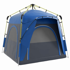 English Elm Outsunny 4 Person Hydraulic Pop up Camping Tent with Ventilated Windows Carry Bag W2225P229407