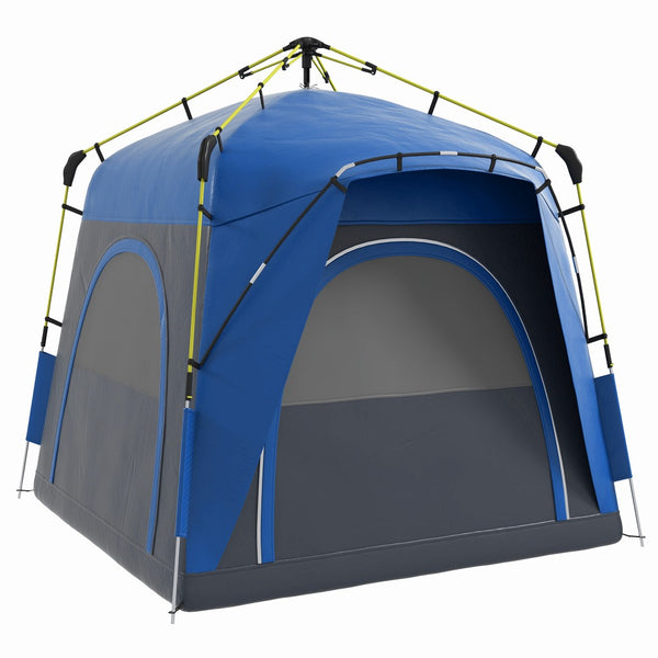 English Elm Outsunny 4 Person Hydraulic Pop up Camping Tent with Ventilated Windows Carry Bag W2225P229407