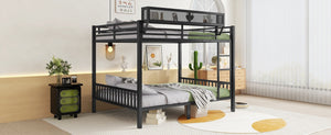 English Elm Queen Over Queen Metal Bunk Bed With Sturdy Ladder, Storage Shelf & Stylish Black Finish For Teens W2580S00043-GIGA