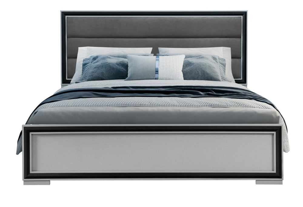 English Elm Adelaide Upholstered Full Bed with Led Lighting Silver Frame Modern Bedroom B201S00508