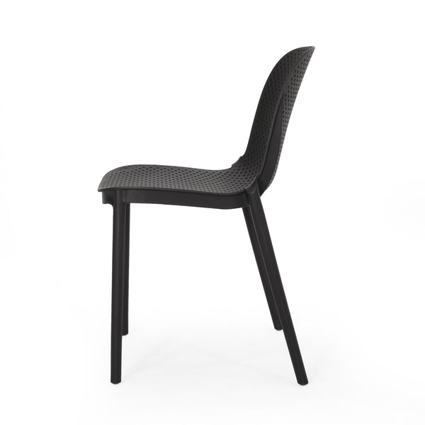 English Elm Christopher Knight Home® - IVY Outdoor Dining Chair with Weather-Resistant Polypropylene, Perforated Modern Design & Durable Frame Black 33.5 L x 23.5 W x 20.3 H 68520.00BLK