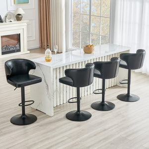English Elm Modern Oil Wax Upholstered Swivel Barstool Set with Lumbar Support and Chrome Base W2920S00130