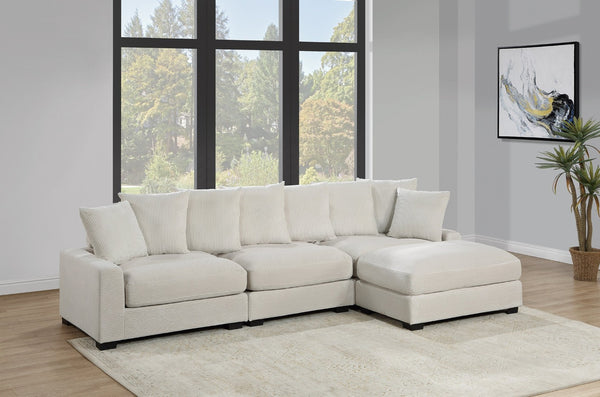 English Elm Living Room Modular Corduroy Chair with Wood Legs Plush Cushions and Sectional Flex B011P486760