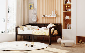 English Elm Twin Daybed Frame Solid Pine Sofa Bed for Guest Room Studio or Teen Bedroom Espresso N708P266719P